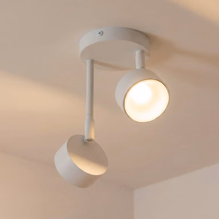 Faretto da soffitto Nemo, a 2 luci, bianco, orientabile, GX53 Nemo SIGMA, dimmerabile, Bianco / Opale, Soggiorno / Sala da pranzo, Metallo, Moderno, Faretto