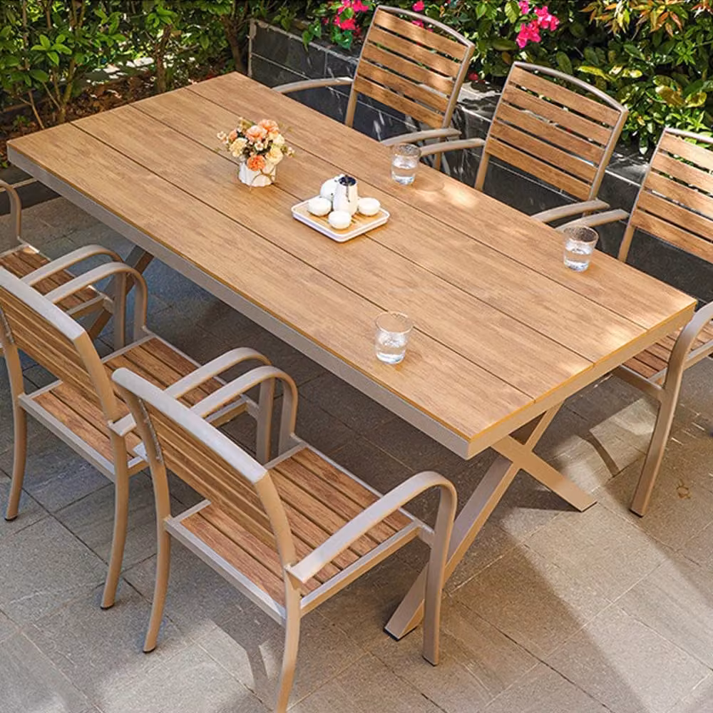 Mobili da giardino set tavolo da pranzo set mobili da patio mobili da pranzo in lega di alluminio mobili da balcone set 1*tavolo e 6*sedie 180cm /MJHYZY-180/