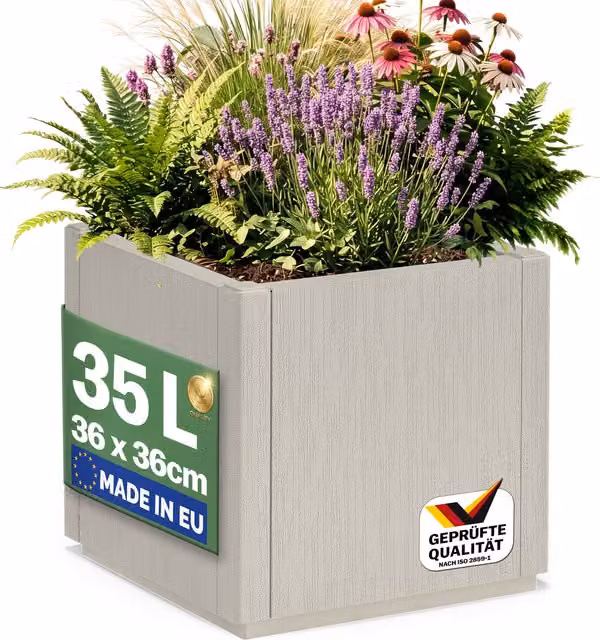 Vaso da fiori tub CASARIA in plastica bianco o antracite L: 36 cm, P: 36 cm, H: 35 cm – 1