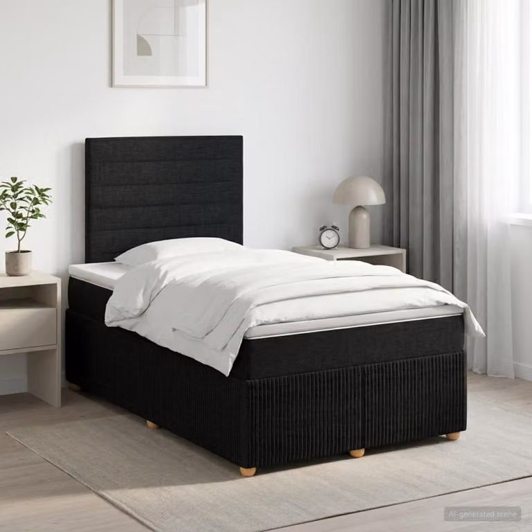 Letto box spring con materasso ibrido vidaXL, colore nero e bianco, L/P: 120 x 200 cm