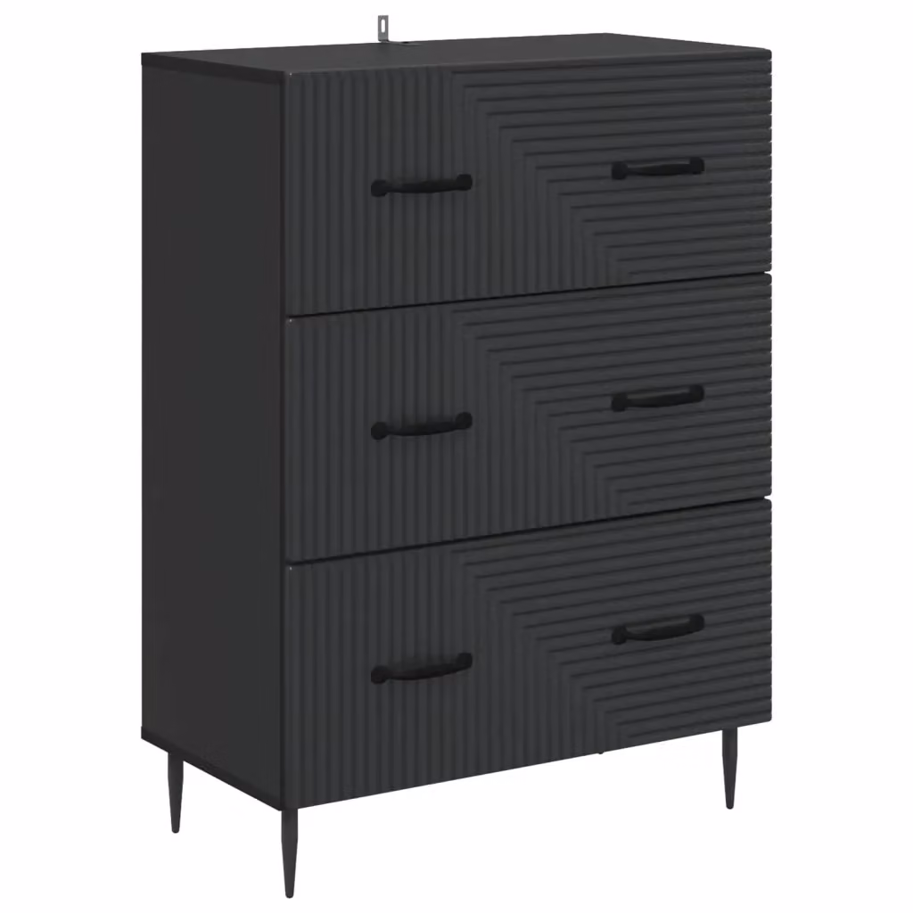 Mobile con Cassetti vidaXL in Legno e Metallo Nero Stile Vintage L: 66 cm, P: 34,5 cm, H: 89,5 cm – 2