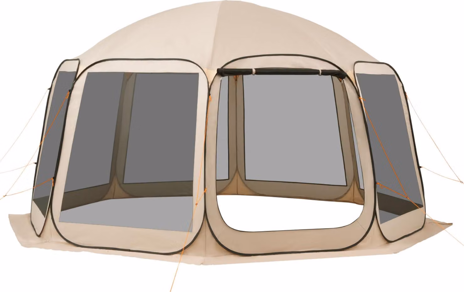 Tenda da campeggio SucceBuy, 457,2x420,6x245 cm, tenda spaziosa per 12-15 persone, tenda pop-up con borsa per il trasporto, pareti laterali in rete e picchetti, ideale per giardino, terrazza e attività all'aperto, Beige