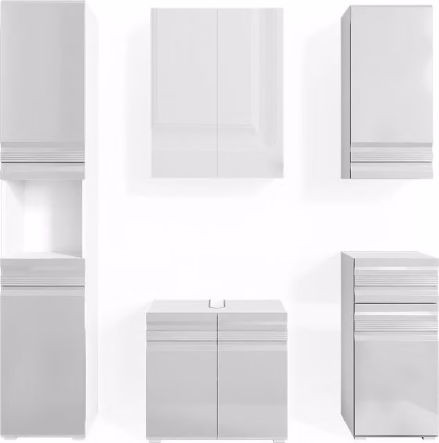 Set mobili bagno Fredd Bianco lucido 5 pezzi Vicco