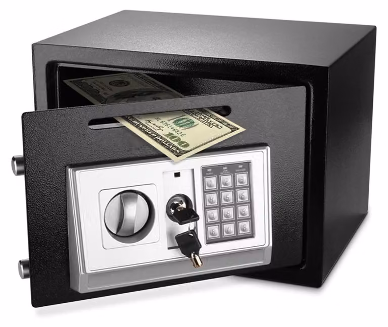 Cassaforte elettronica con serratura a combinazione - 7,56 kg - Acciaio legato - Nero - Da montare a parete