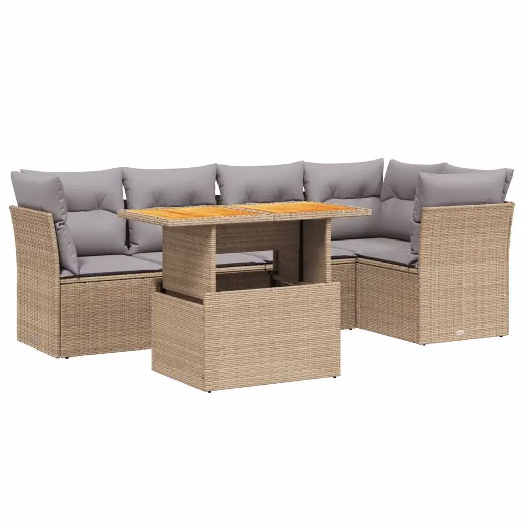 Set Divano da Giardino vidaXL 5 pz in Polyrattan con Cuscini Beige e Tavolino, Design Moderno a L per Terrazza e Giardino – 2