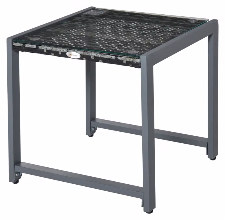Tavolo da Giardino in Alluminio e Rattan Sintetico Grigio 50x49.5x50 cm