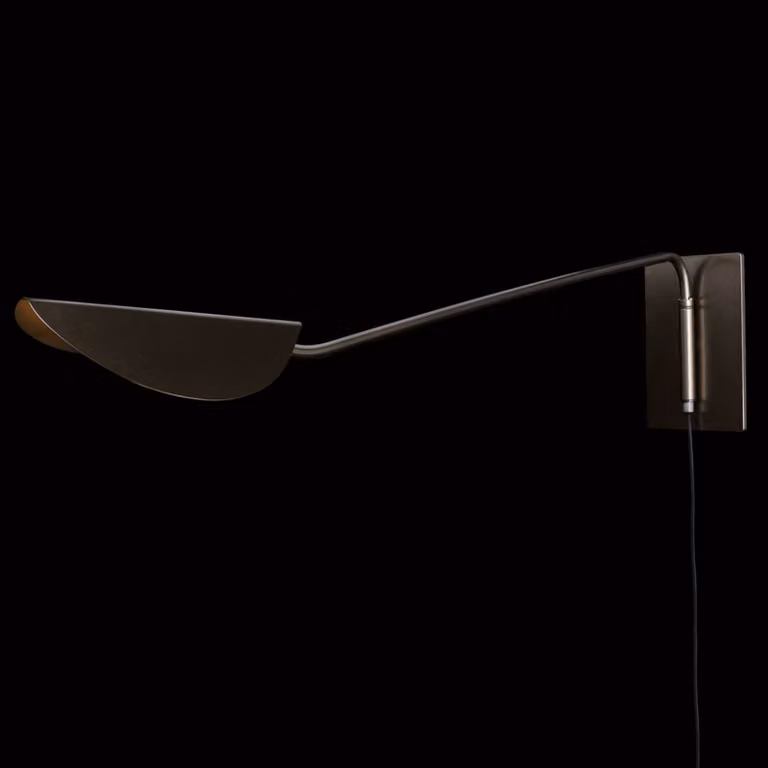Oluce Applique da parete di design Plume, Bronzo / Ottone antico, Soggiorno / Sala da pranzo, Metallo, Design, Applique