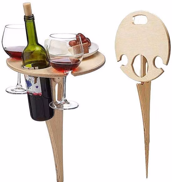 Tavolo portatile in legno per campeggio e picnic, con supporto per bicchieri da vino