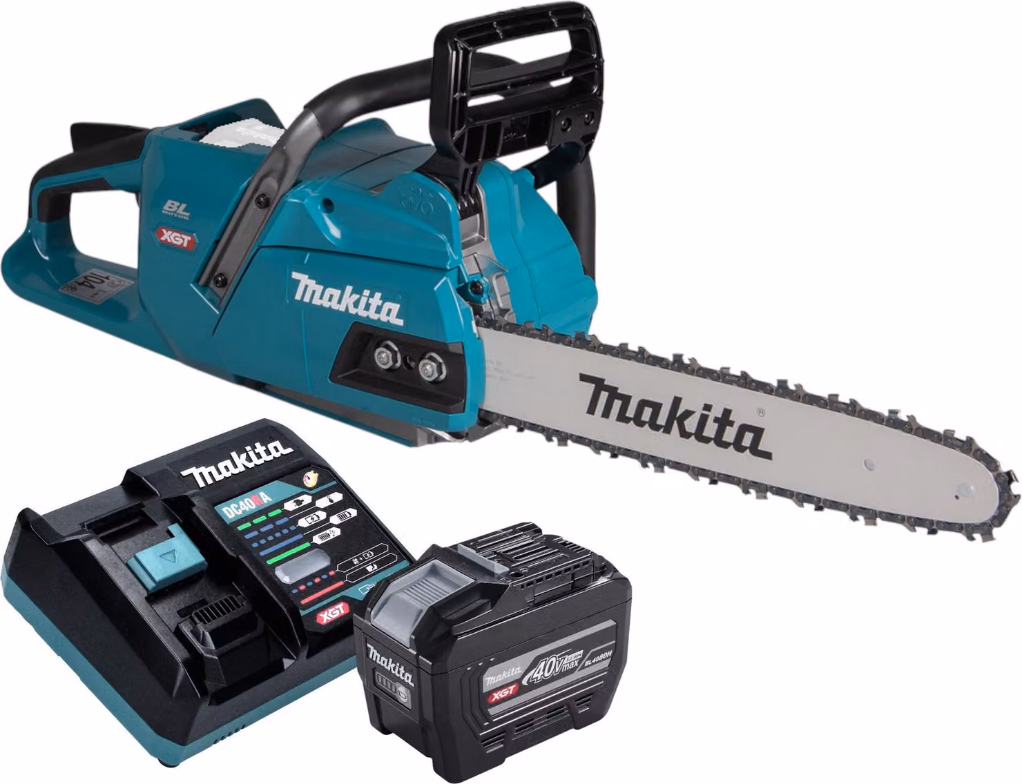 Makita UC 011 GE101 Sega a catena a batteria 40 V max. 35 cm Brushless + 1x batteria 8,0 Ah + caricabatteria