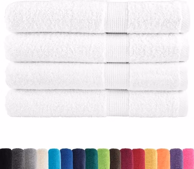 Set di 4 asciugamani in cotone Soluna bianchi, morbidi e certificati Oeko-Tex Standard 100, grammatura 600 g/m2, dimensioni 100 x 200 cm