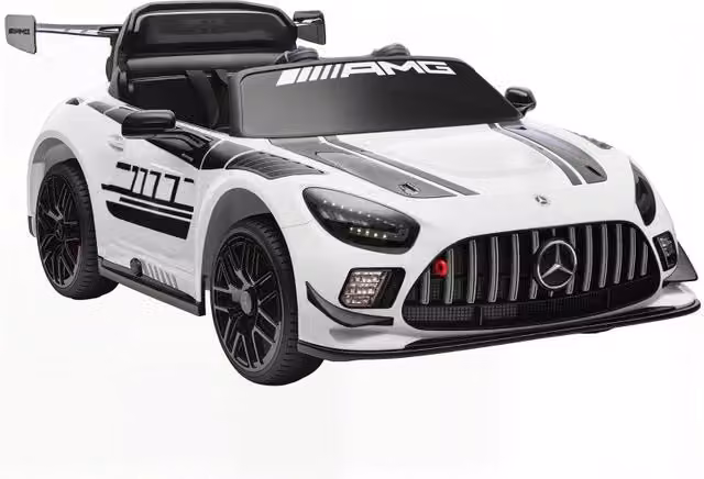 Macchina elettrica Mercedes per bambini, batteria da 12V, luci a LED, funzione musicale, clacson, et¨¤ 3-8 anni, bianca