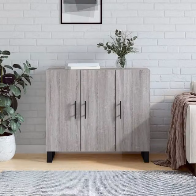 Credenza Buffet Armadio da Cucina e Soggiorno Design Mania Grigio L: 90 cm, P: 34 cm, H: 80 cm
