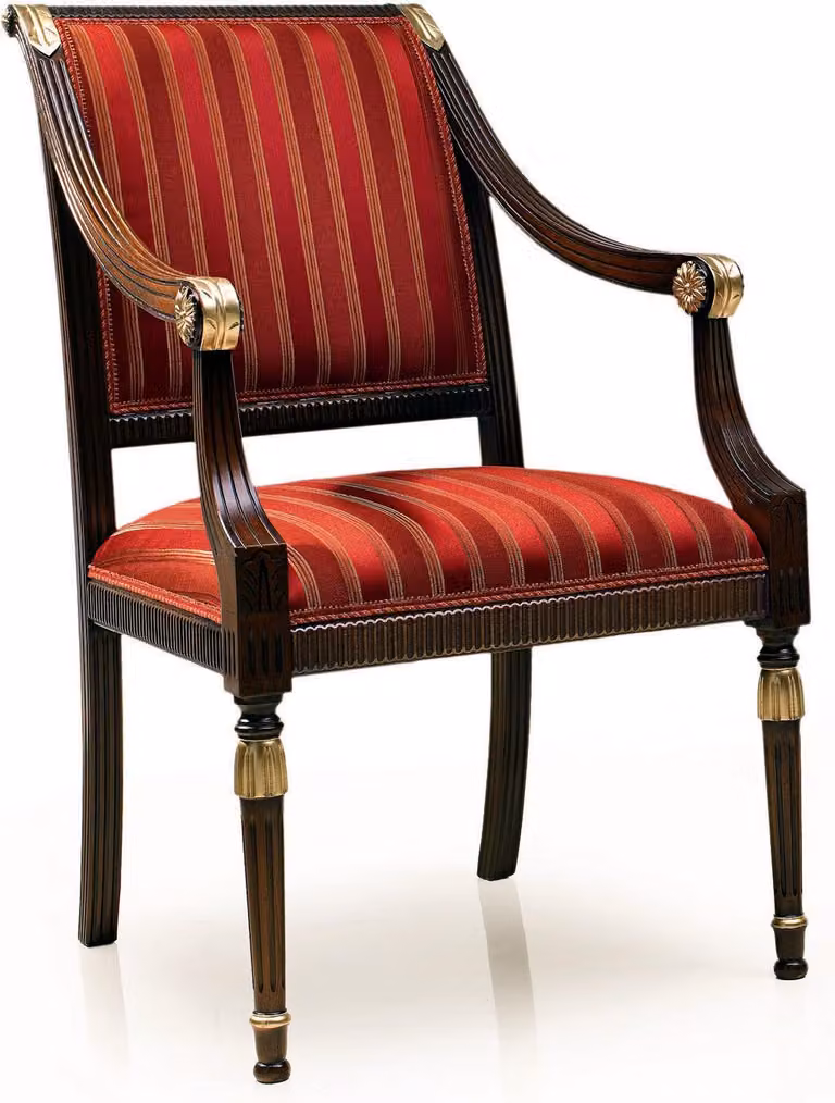 Esszimmer Holz Stühle Polster mit Armlehne Stuhl Rot Design Wohnzimmer Lehnstuhl