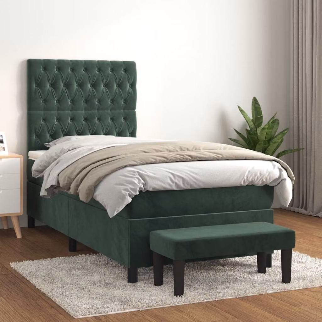 Maison Exclusive - Giroletto a Molle con Materasso Verde Scuro 90x190 cm Velluto