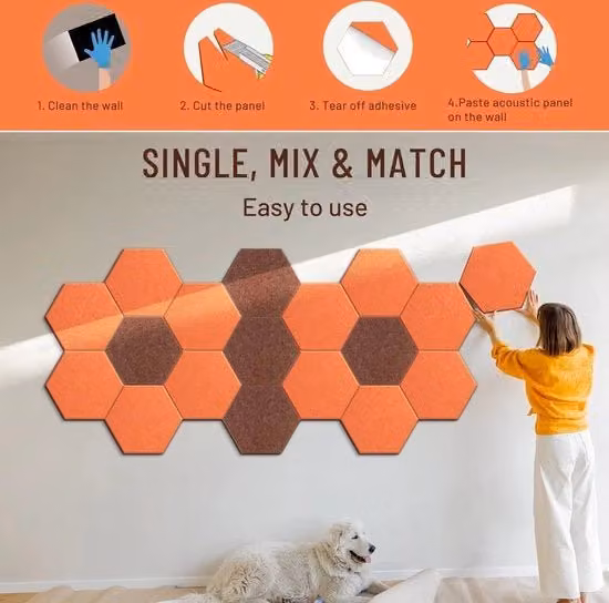 Set di 12 pannelli isolanti ad alta densità CAHAYA per assorbimento acustico e trattamento pareti, colore arancione