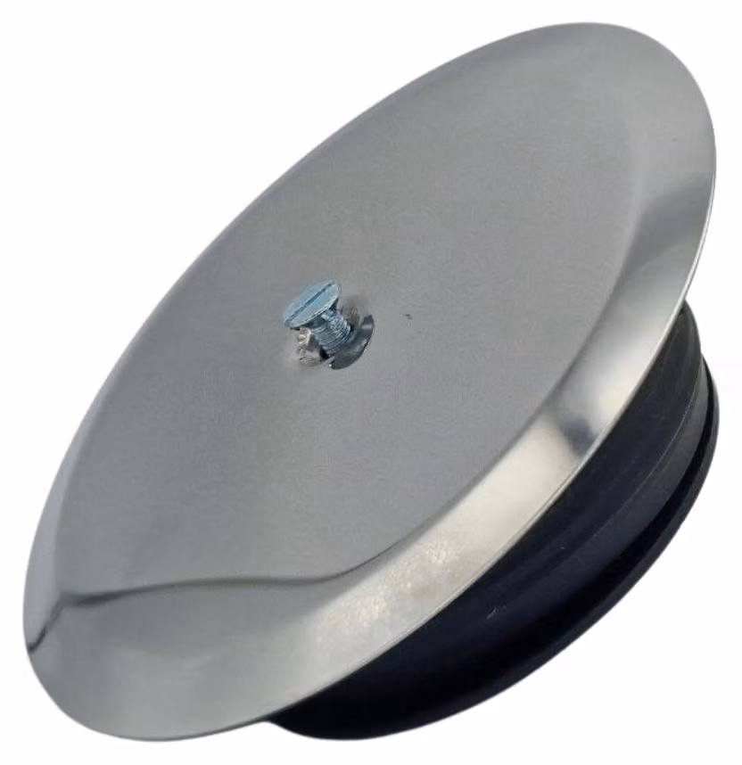 Schläfer 4397100 | Sifone Bagno Ispezionabile, Tappo a Espansione per Sifone a Pavimento diam 100 mm con Tappo inox e vite, Tappo Pozzetto a Pavimento e Coperchio Cromato in Acciaio