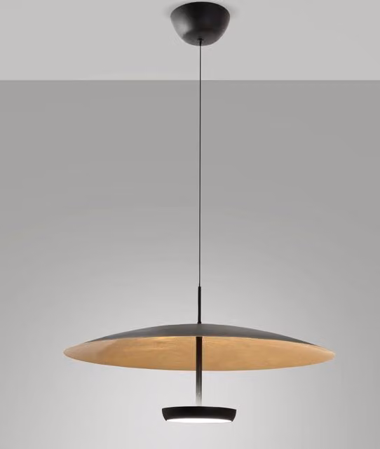Lampada a Sospensione Yuko LED 40W 3200lm 3000K Dimmerabile a step, Struttura in Metallo e Metacrilato, Foglia Oro / Nero - Yuko