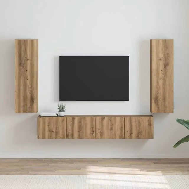 Set di 2 mobili TV da parete vidaXL in legno rovere marrone con design moderno per soggiorno