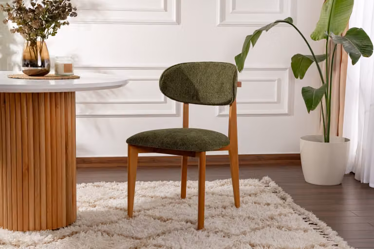Skye Decor, set di sedie di alta qualità (2 pezzi), ciniglia verde, 53 x 58 x 86 cm | Struttura in legno di faggio al 100%, cotone al 100%, imbottitura in schiuma da 5 cm | Design moderno per la tua casa.
