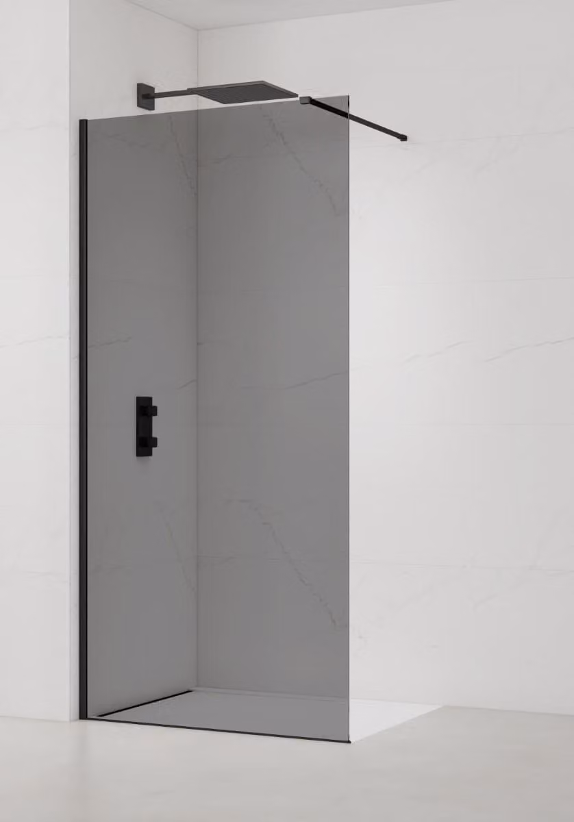SAT Cabina doccia Walk In Schermo doccia 120 cm 8 mm vetro di sicurezza, vetro colorato nero