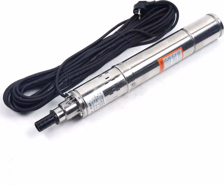 Pompa per pozzi profondi - Pompa sommersa - Potenza 250 W - Tensione 220 V/50 Hz - Max. 1600 l/h - Prevalenza fino a 80 m - Diametro 7,6 cm - Acciaio inossidabile - Argento