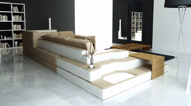 Luxus Wohnlandschaft Sofa Polster U-Form Eckgarnitur Ecksofa Couch XXL Big + USB