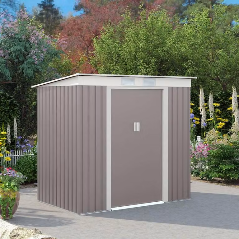 Box Lamiera d'acciaio zincato durevole preverniciato grigio Casetta da giardino 201x121x176cm Alpi