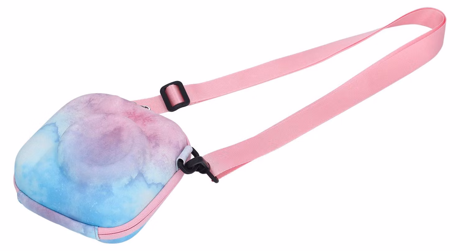 Custodia rigida per fotocamera istantanea, resistente ai graffi, graziosa custodia da trasporto in EVA colorata per Fujifilm Instax Mini 7, 8, 9, 11, 12 e 40, colore blu-rosa