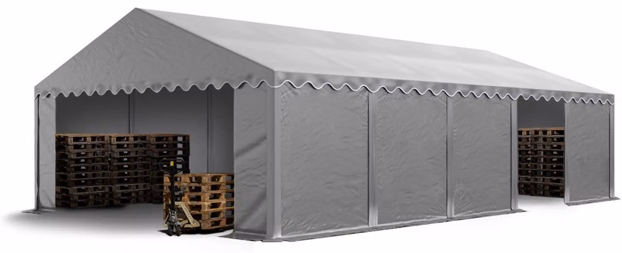 TOOLPORT Tendone deposito 5x10 m PVC 700 N tenda capannone impermeabile grigio