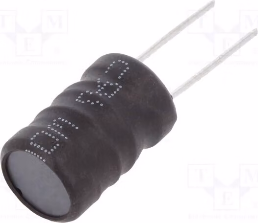 2 induttori: filo di diametro 11,5x17,5 mm, induttanza 3,3 mH, corrente nominale 750 mA, tolleranza 10%, tecnologia a montaggio su foro (THT), verticali, modello COIL1016-3.3, verticali