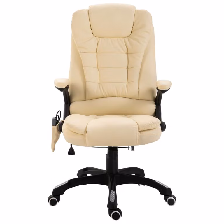 Sedia da Ufficio Massaggiante Crema in Pelle finta