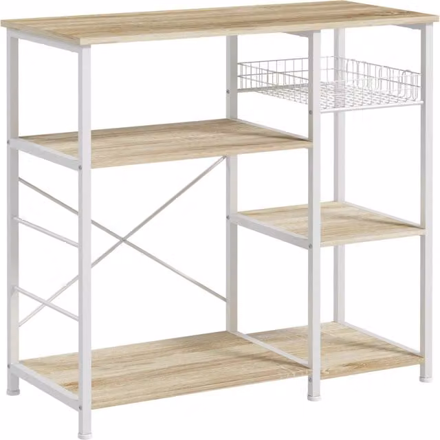Scaffale da cucina e soggiorno XYLO con ripiani regolabili in legno rovere e bianco L 90 cm, P 40 cm, H 84,5 cm