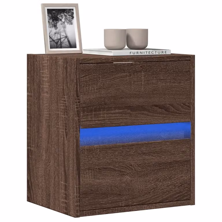 Mobile TV da parete vidaXL con luci LED integrate in rovere marrone L: 41 cm, P: 31 cm, H: 45 cm