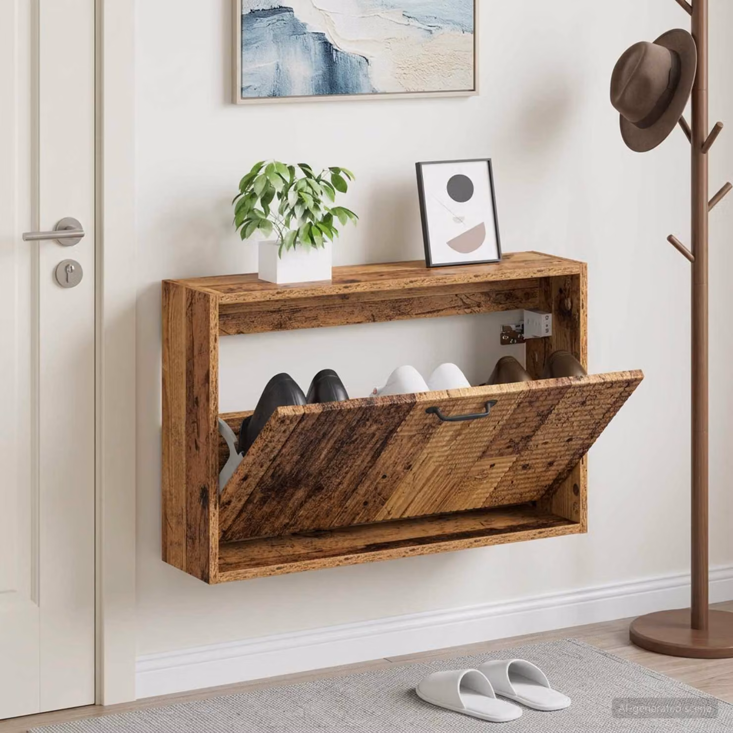 Mobiletto per scarpe da muro vidaXL HAARLEM moderno in legno e metallo L: 71 cm, P: 17 cm, H: 43 cm