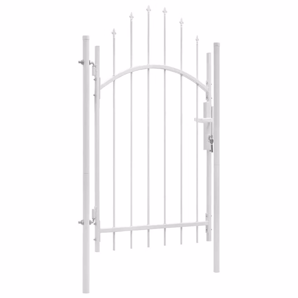 Cancello da giardino a battente vidaXL Woerden in acciaio, Bianco, L: 1 m, H: 2,45 m