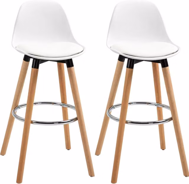 Set di 2 sgabelli da bar 38,5 x 42,5 x 91 cm in similpelle bianca