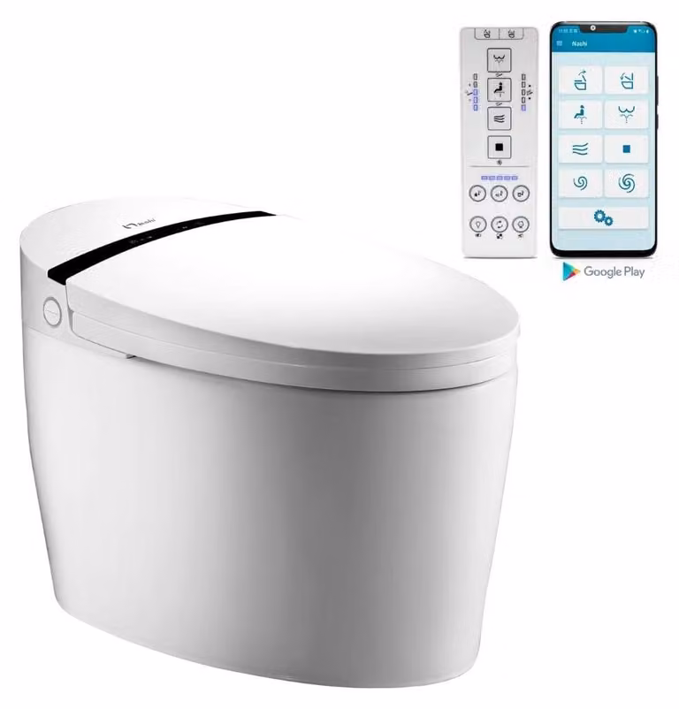 Water closet intelligenti con funzione bidet, sedile riscaldato, acqua calda, asciugatura, controllo tramite app, colore bianco