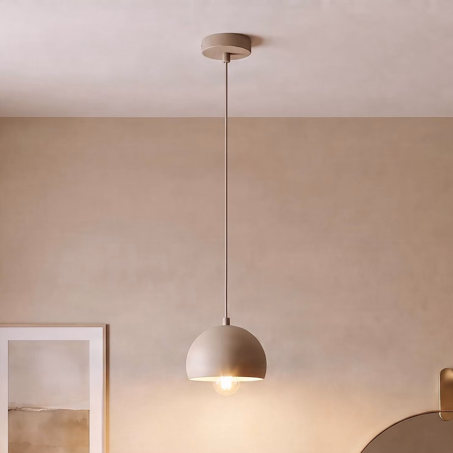 Lampada a sospensione Sool Luminex, dimmerabile, Crema / Ambra, Soggiorno / Sala da pranzo, Metallo, Lampada a sospensione