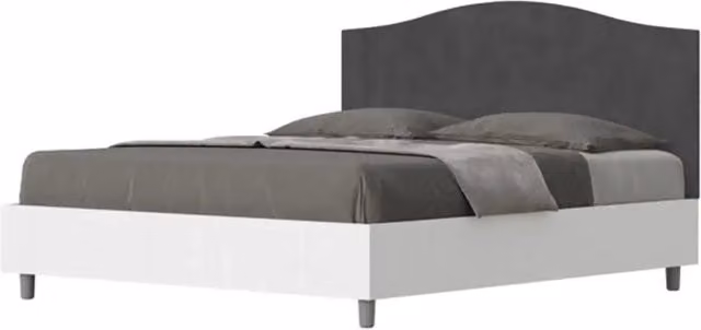 Letto matrimoniale senza rete 160x190 bianco frassino testata microfibra grigio Grace