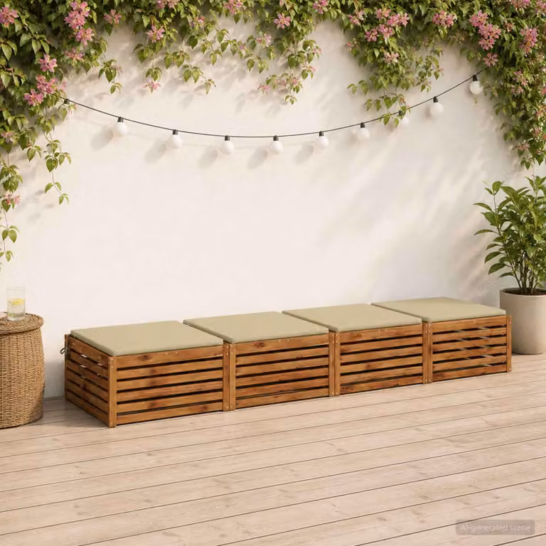 Set di 4 cuscini per sedia vidaXL in poliestere con fodera rimovibile e resistenza UV, disponibili in verde o beige