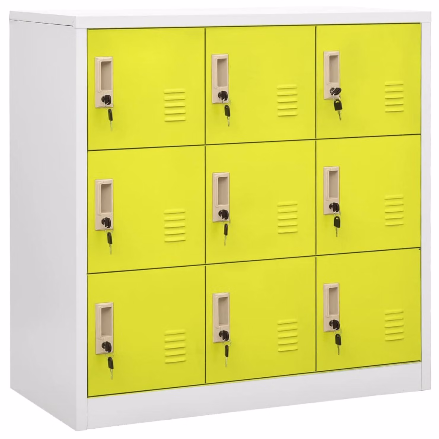 Set di armadietti con serratura, 2 pezzi, grigio chiaro e verde - con 9 ante e serratura - 90x45x92,5 cm - acciaio - per ufficio e scuola