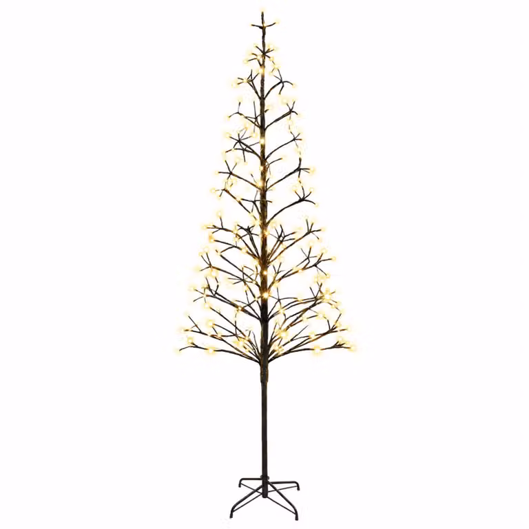 vidaXL Albero di Natale con luci LED Nero 240 cm Acciaio 268 LED