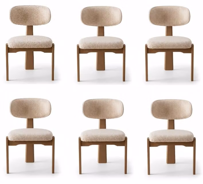 Set di sedie per tavolo da pranzo, stile moderno, colore beige, design elegante, struttura in legno