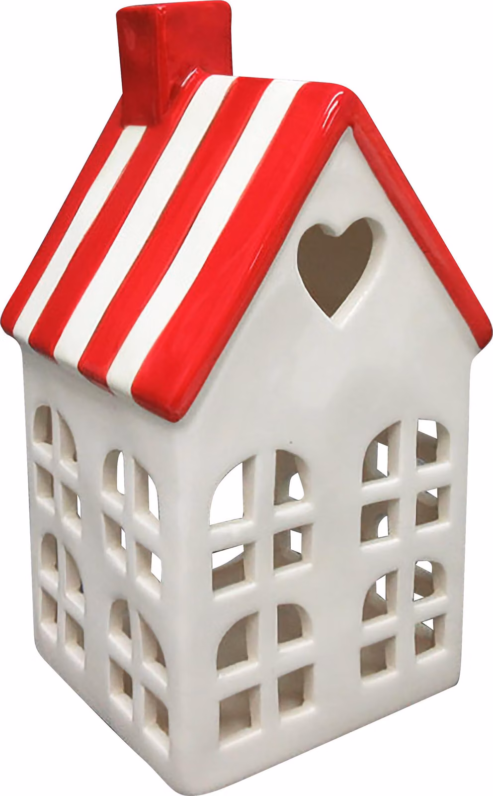 Lanterna da interno in Vetroceramica Hytte 8,8 x 8,5 x 17,2 cm Bianco/Rosso 1 pezzo