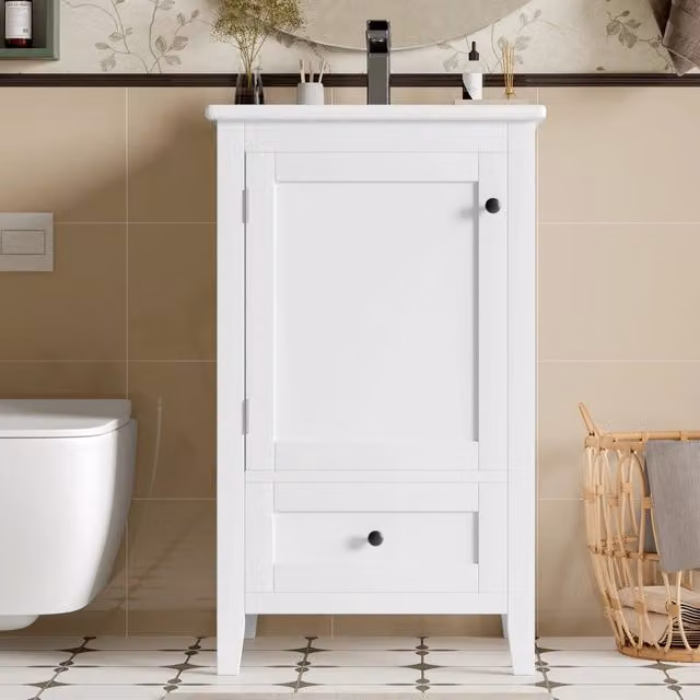 Mobile bagno freestanding WISHDOR moderno con ante e cassetti, finitura laccata, L: 51 cm, P: 46 cm, H: 85 cm