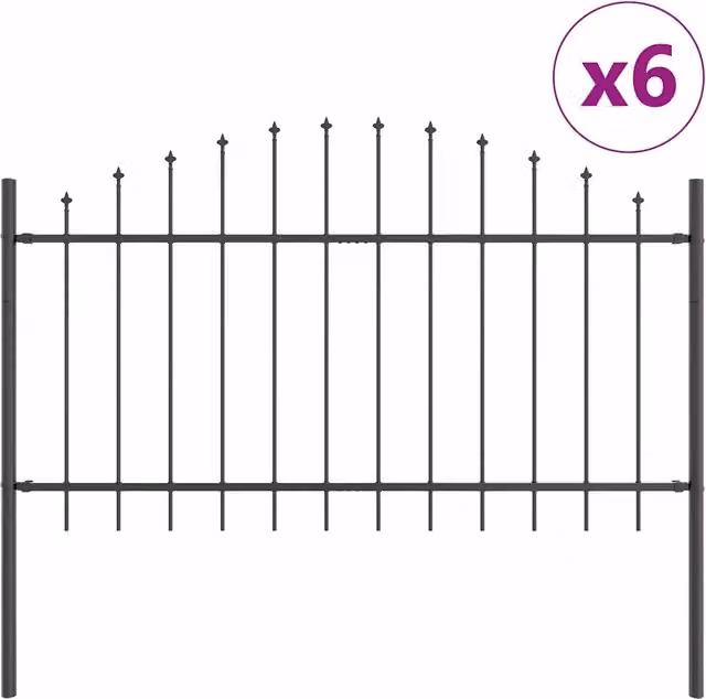 Recinzione per Giardino | Recinzione da cortile 6 pz Grigio 170 x 140 cm