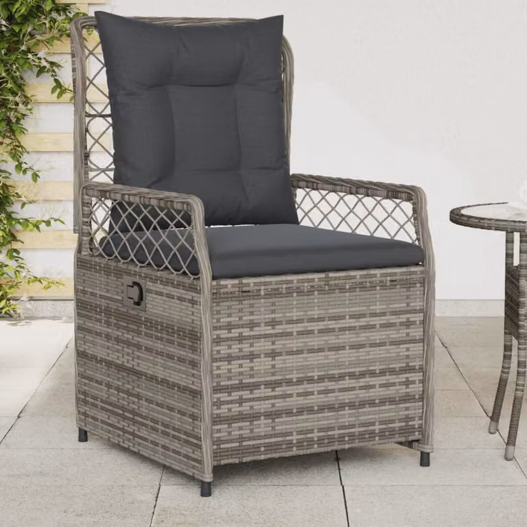Set di 2 sedie da giardino reclinabili vidaXL in polyrattan grigio con braccioli