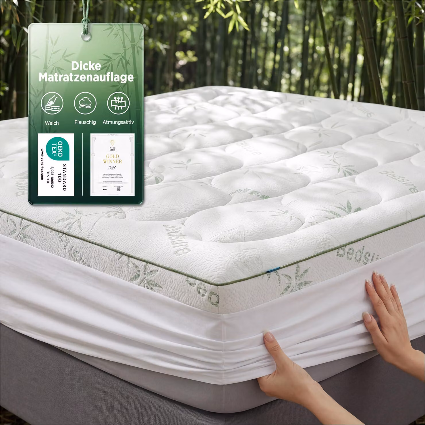 Topper per materasso, dimensioni 180x200 cm – traspirante, antiscivolo, fino a 40 cm di altezza