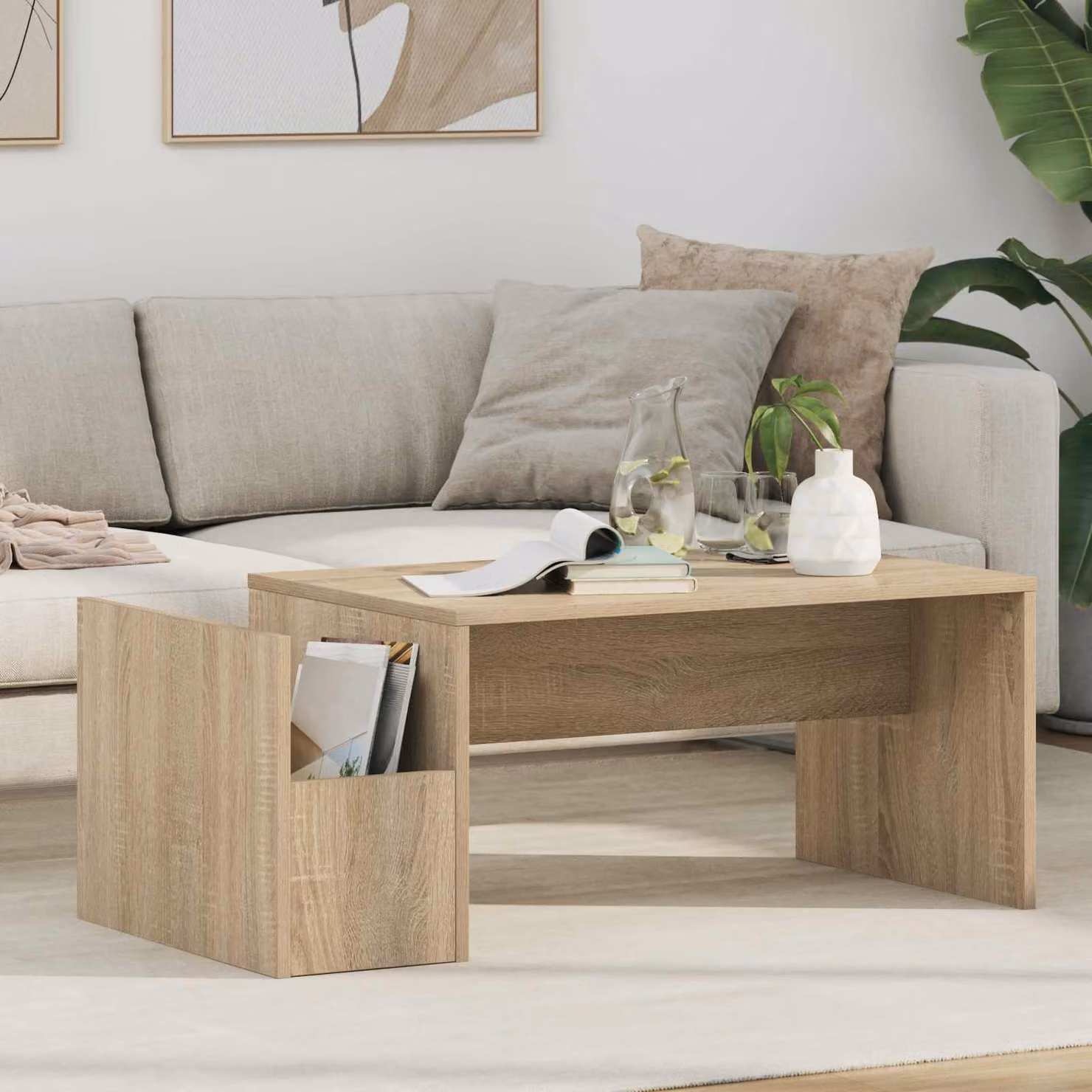 vidaXL Tavolino da salotto moderno in MDF color rovere, L 90 cm x P 45 cm x H 35 cm