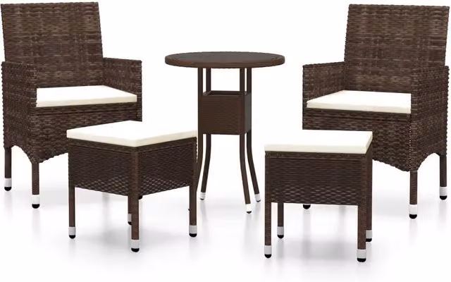 Set Divani da Giardino 5 pz | Set Salotto da Giardino in Polyrattan Marrone